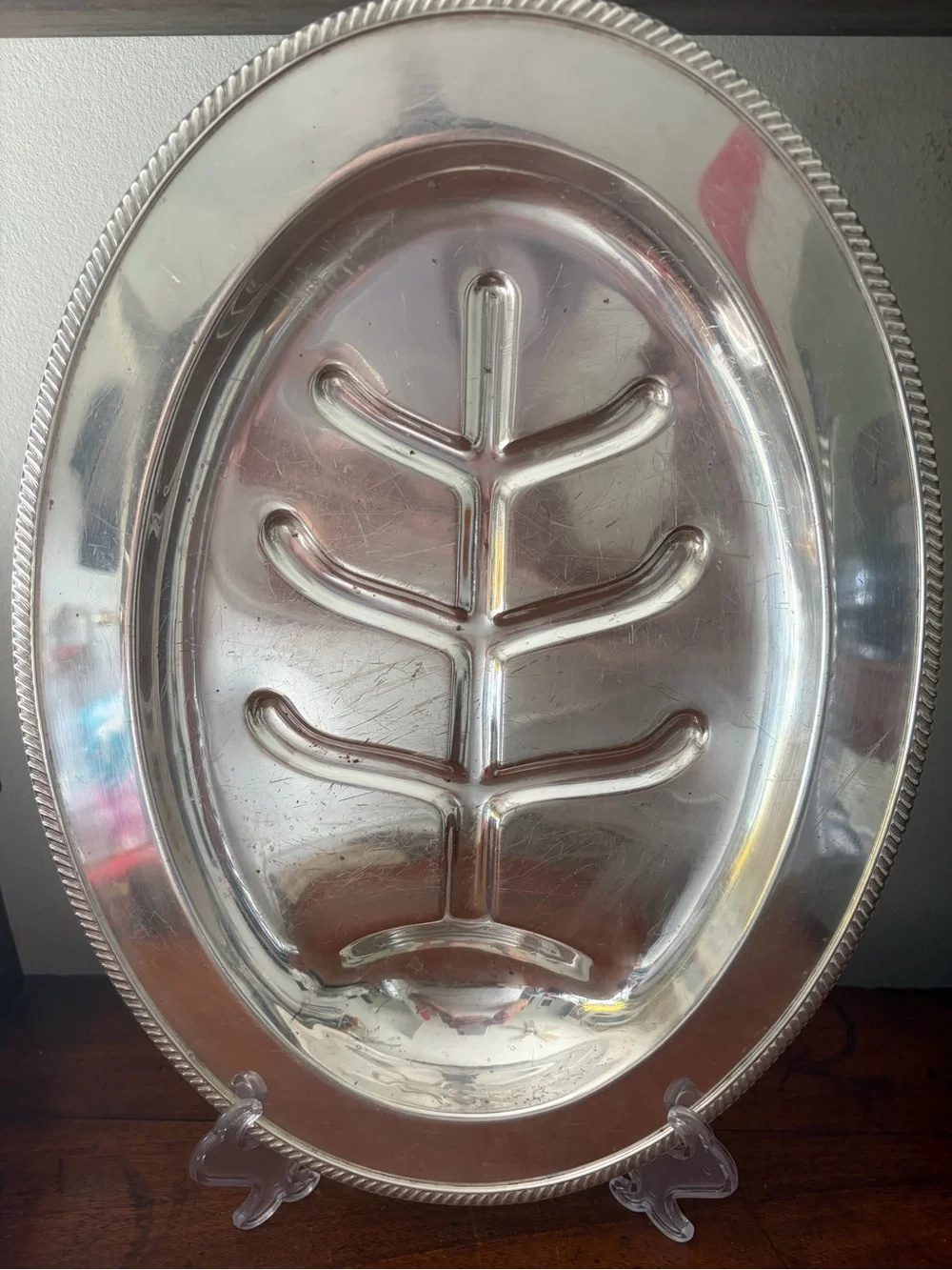Vintage Friedman silver CO 2100 tree & well meat silverplate platter 1920-30’s